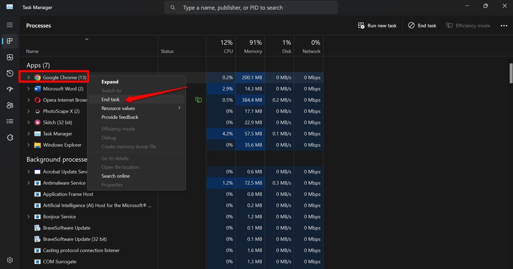 Top 8 Ways to Fix 'chrome-error://chromewebdata' in Chrome 5 force close Chrome browser on Windows