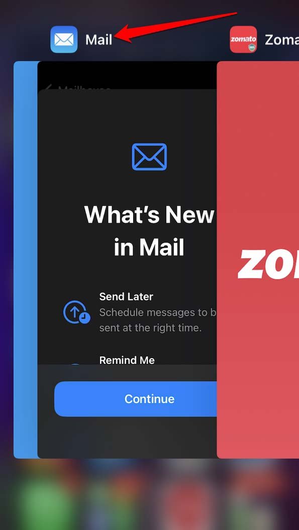 force close Mail app