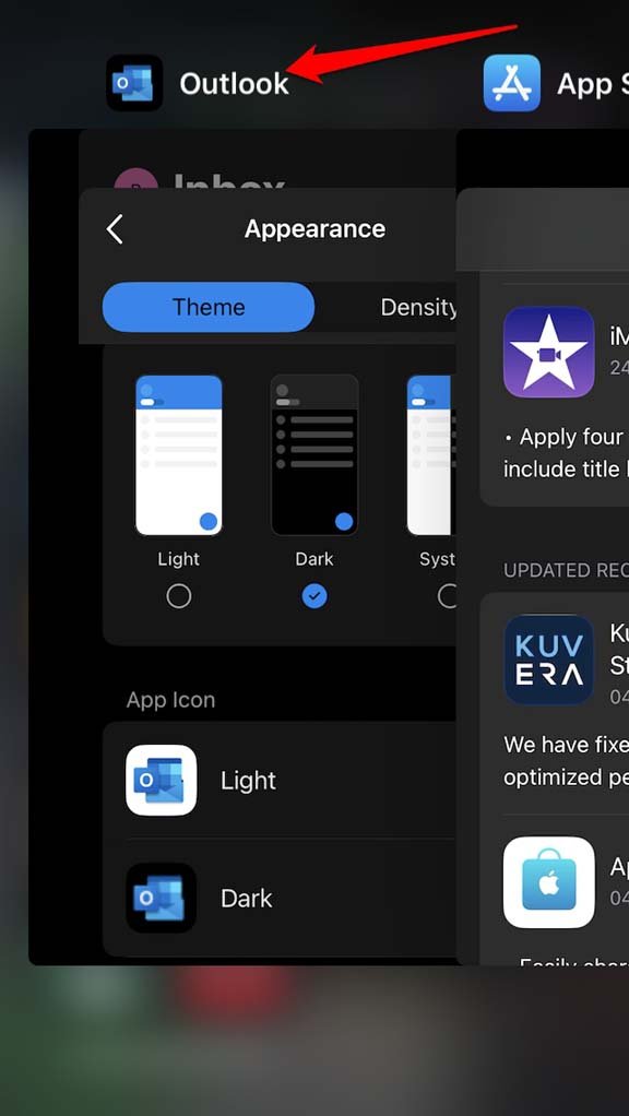 How to Fix Dark Mode Not Working in Microsoft Outlook on iPhone? 7 force close Microsoft Outlook app iOS