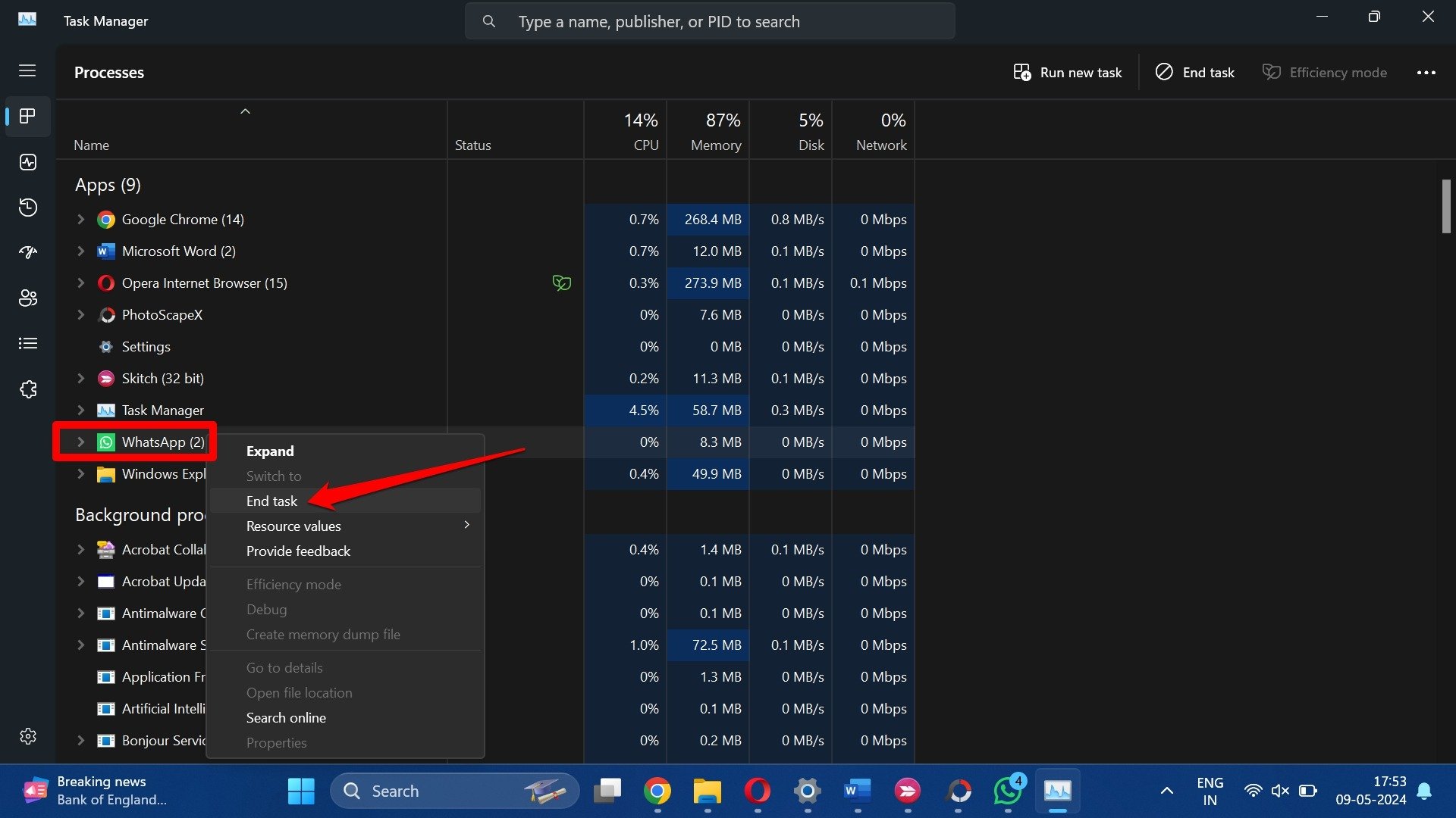 How to Fix WhatsApp Desktop is Not Downloading Images 11 force close WhatsApp for desktop