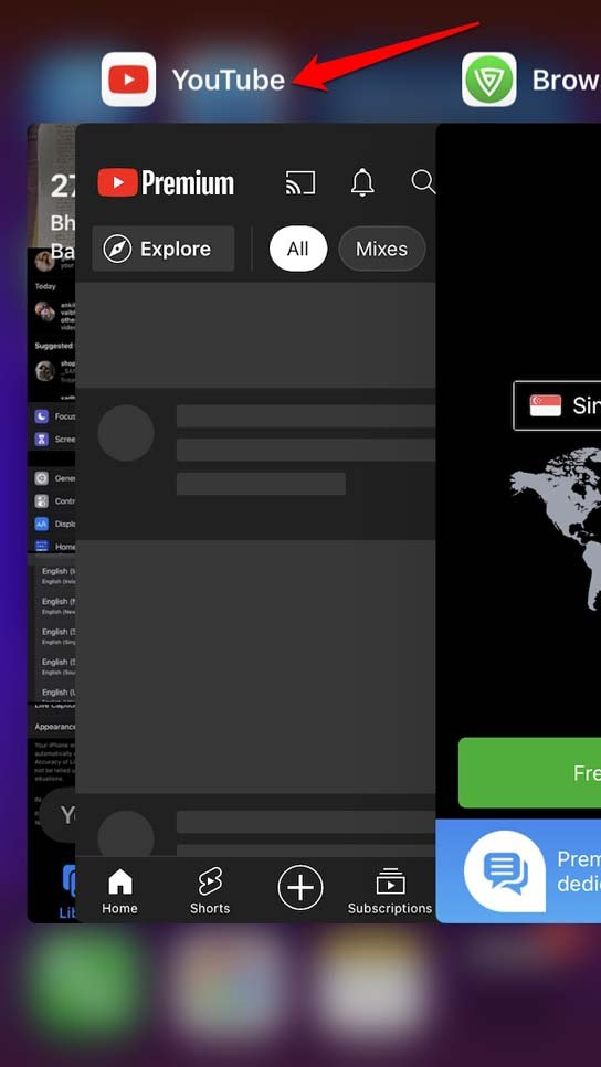 force close YouTube iOS