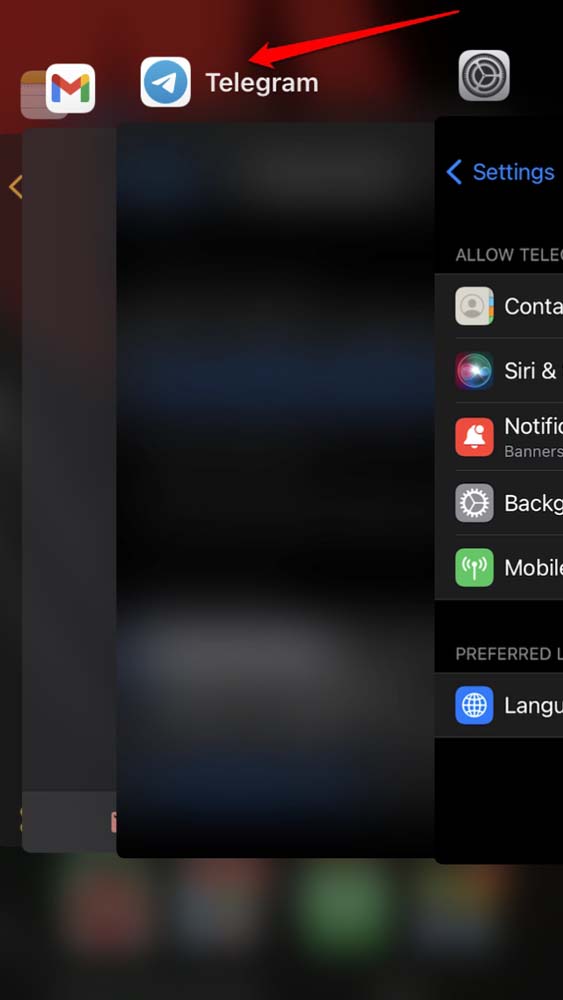 force close telegram app iPhone