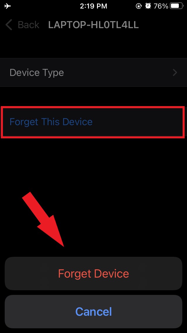 forget bluetooth device