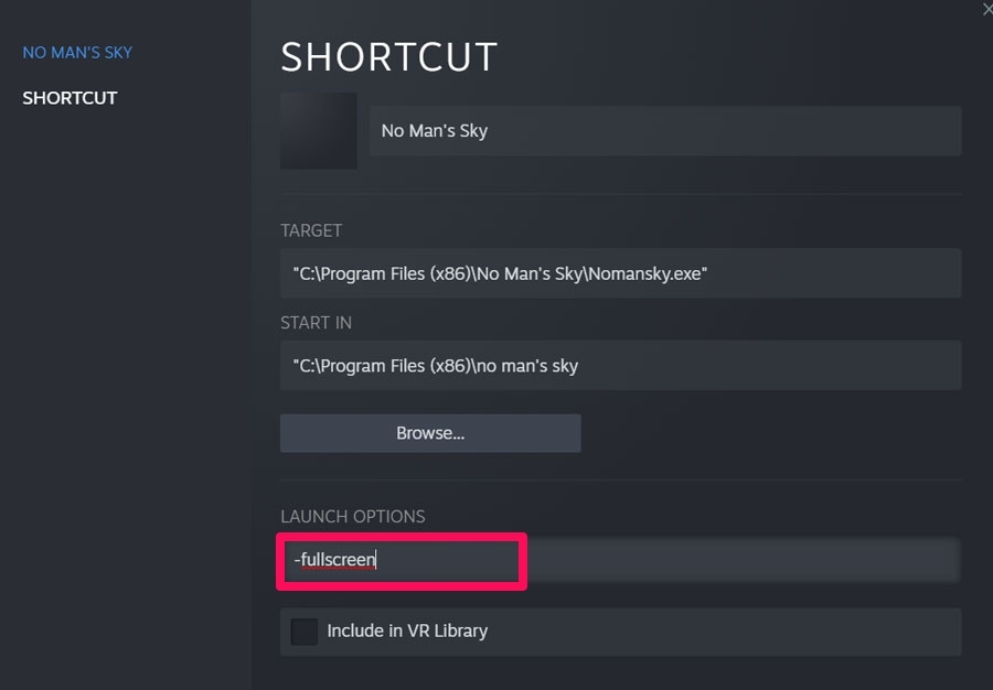 No Man's Sky: Fix Stuttering, Lagging, or Freezing Issue 3 Use -Fullscreen code in launch options
