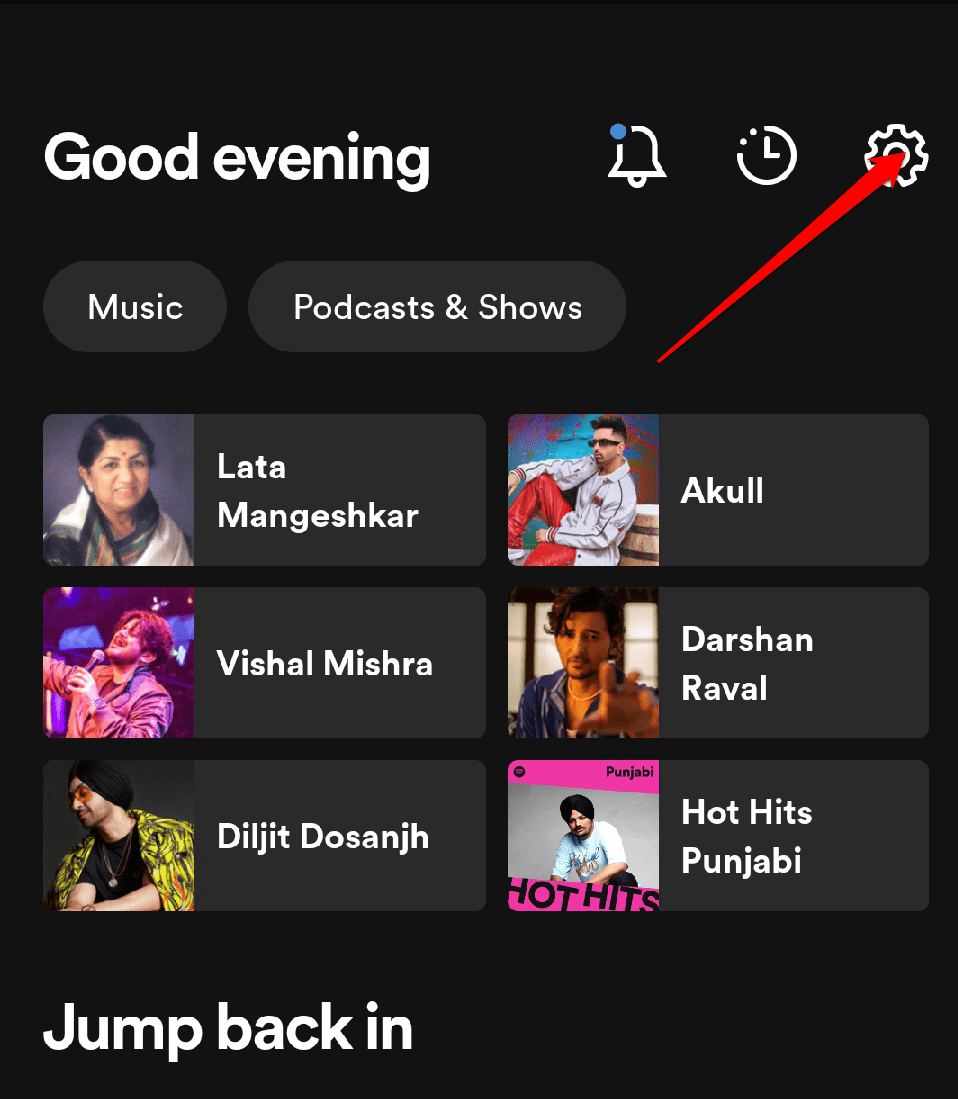 How to Fix Spotify Lyrics Not Showing Up on Android? 6 Tap the gear icon in the top-right corner.