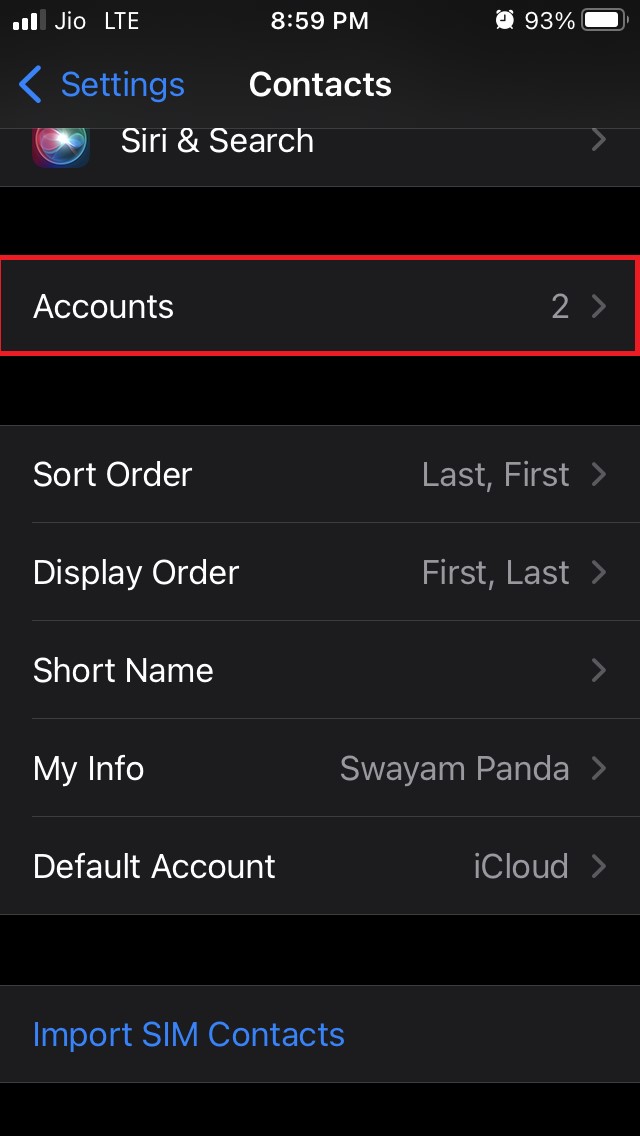 How to Fix Google Contacts Not Syncing with iPhone 6 go to Accounts