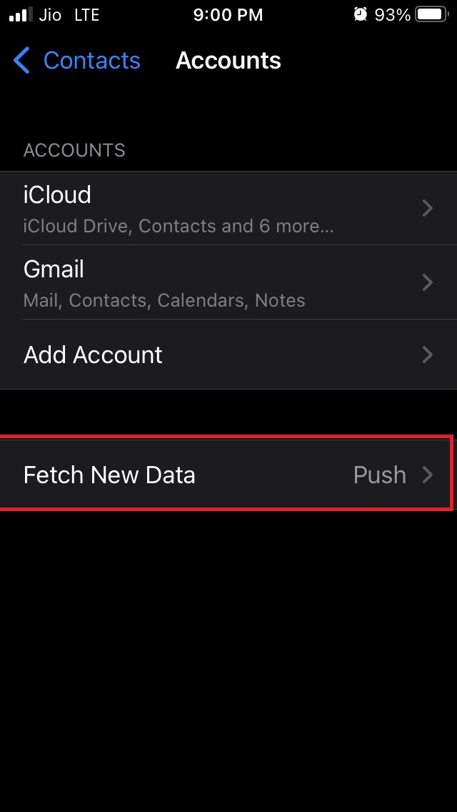 How to Fix Google Contacts Not Syncing with iPhone 7 go to Fetch new data