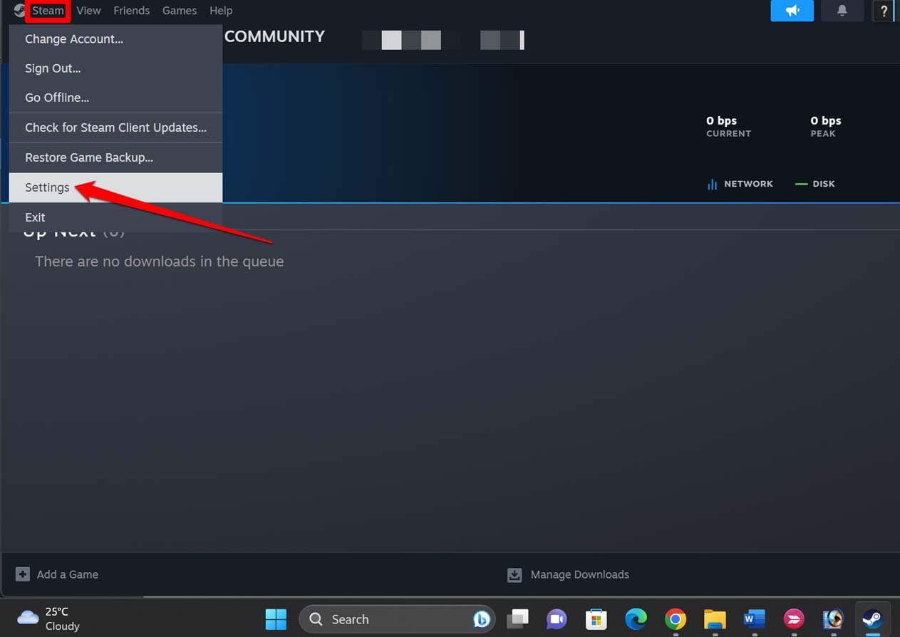 Steam Error Code 107: Top 6 Ways to Fix! 4 go to Steam settings