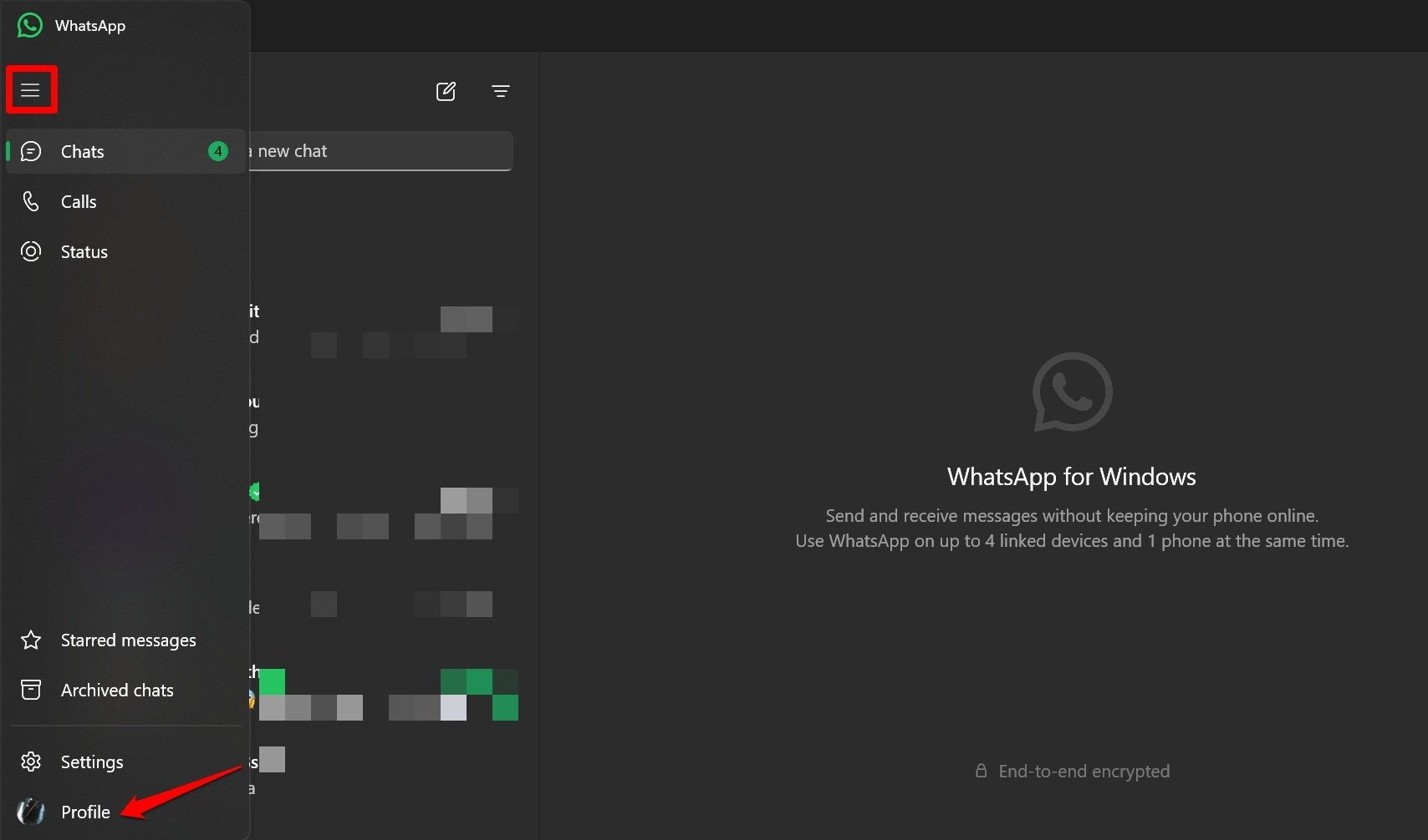How to Fix WhatsApp Desktop is Not Downloading Images 6 go to WhatsApp profile on the desktop app