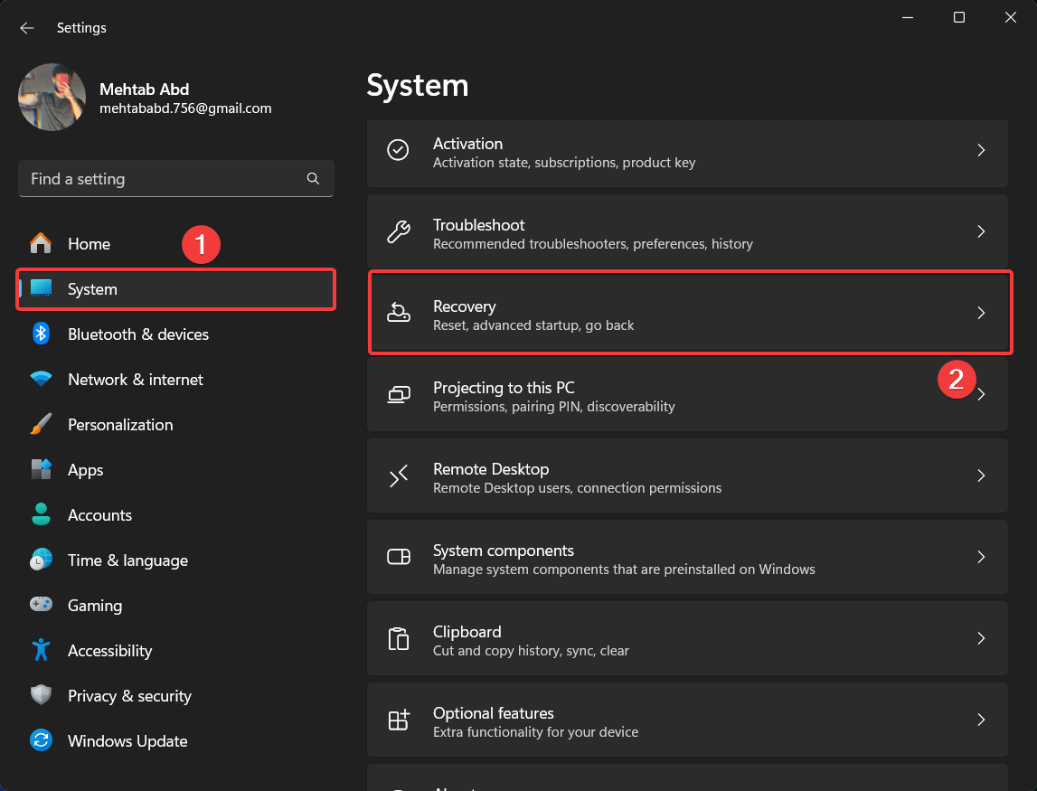 What to do if your PC Randomly Shutting Down 25 go to system and then recovery