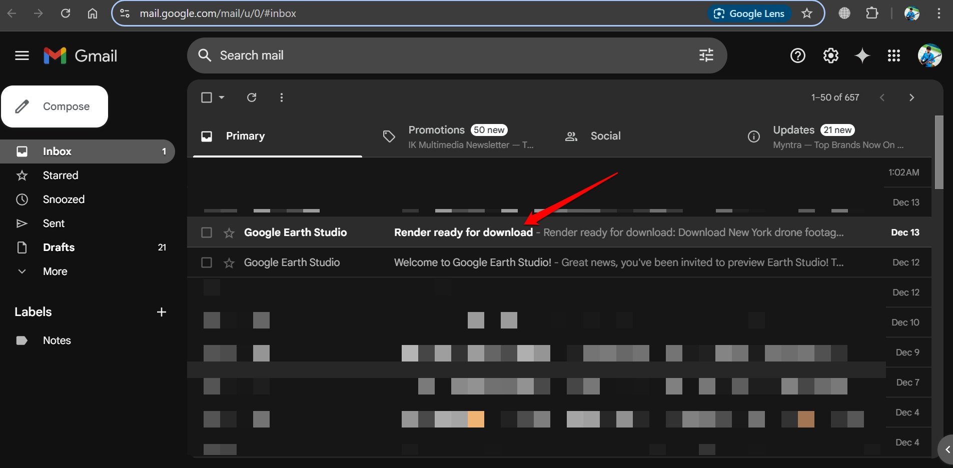 How to Create Fake Drone Shots Using Google Earth Studio? 23 google earth studio render in Gmail inbox