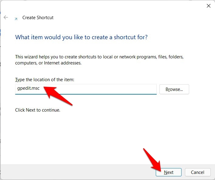 gpedit shortcut