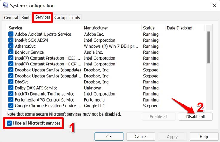 How to Fix Slow File Transfer Speed on Windows 11? 21 hide all microsoft services