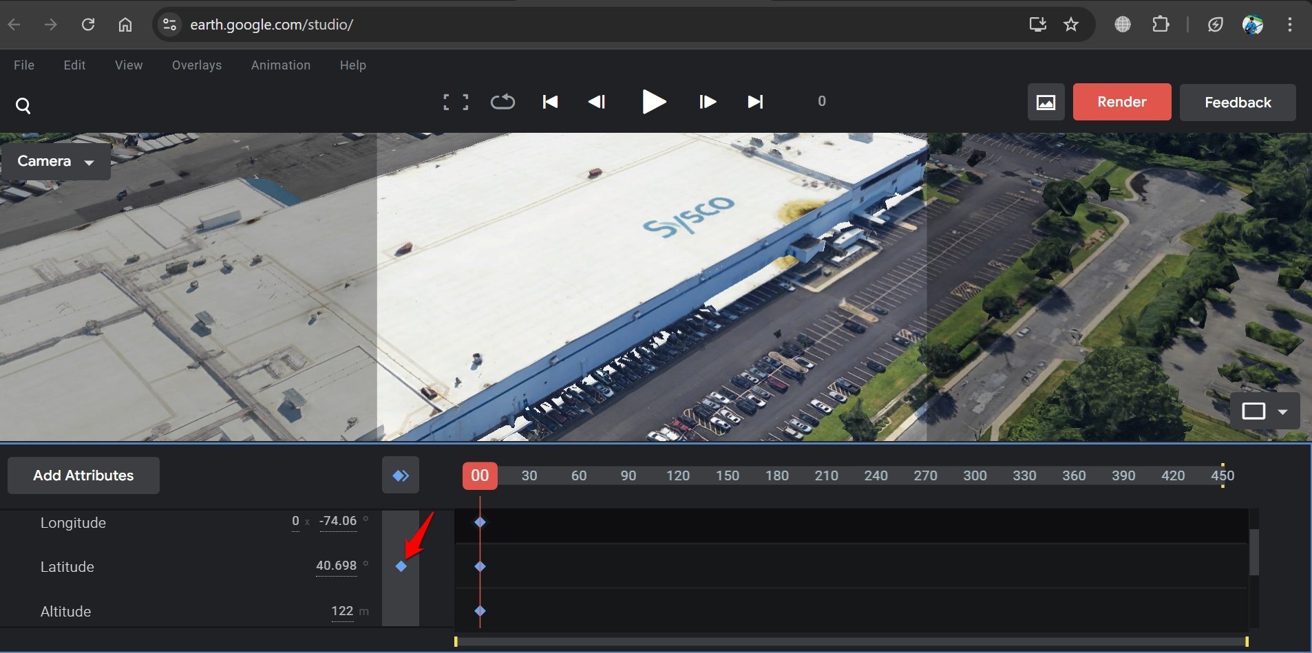 How to Create Fake Drone Shots Using Google Earth Studio? 18 how to add keyframe to footage in Google Earth Studio