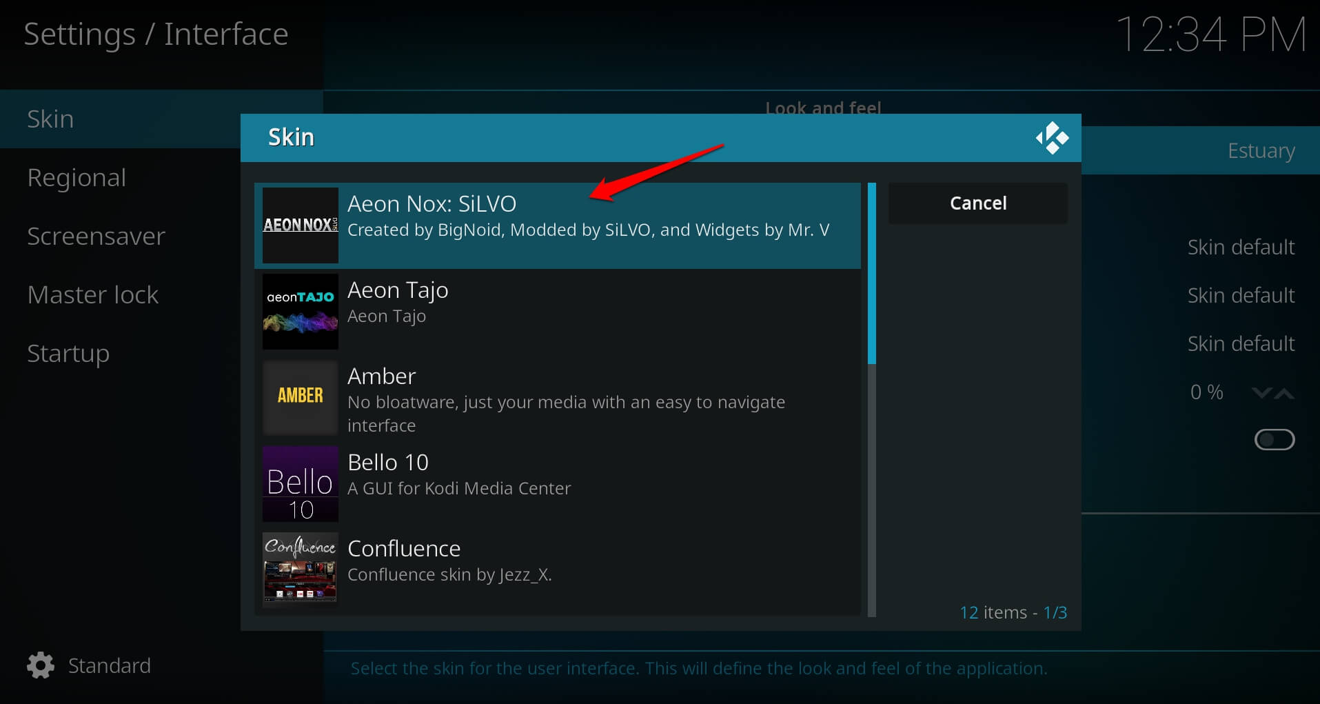 how to change skin on Kodi