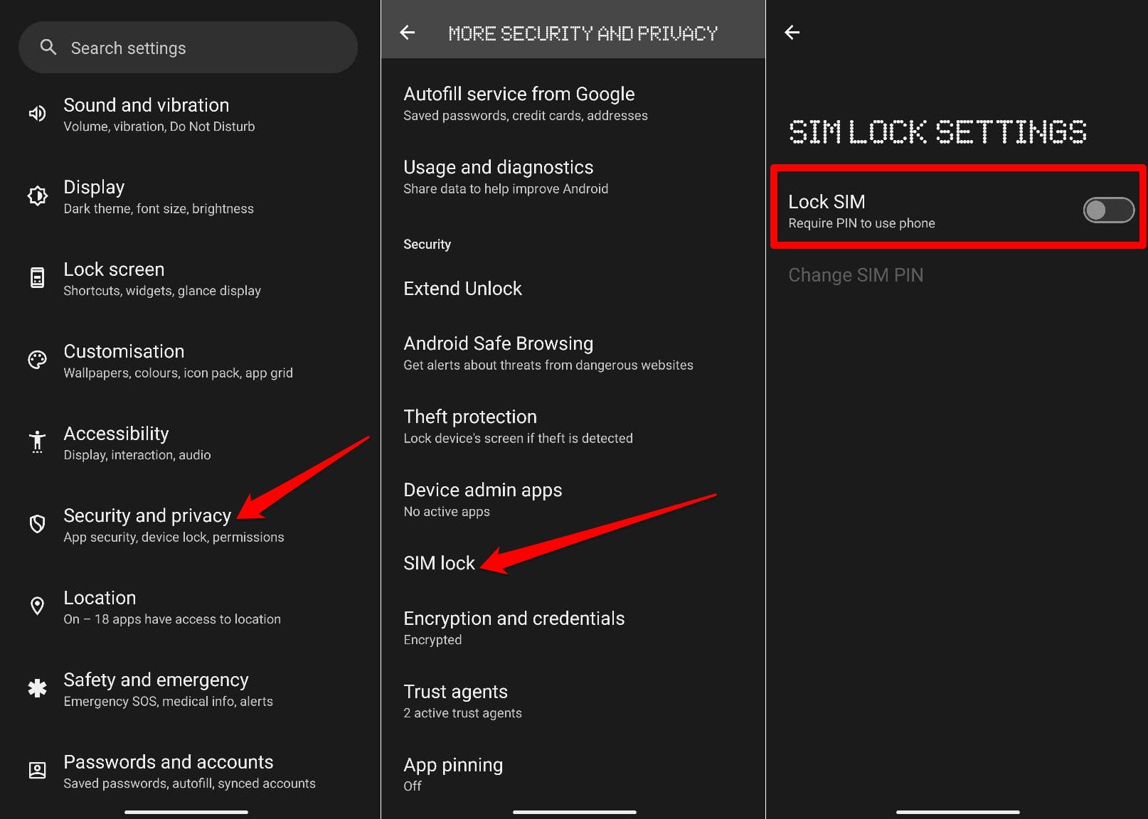 how to lock SIM card on Android