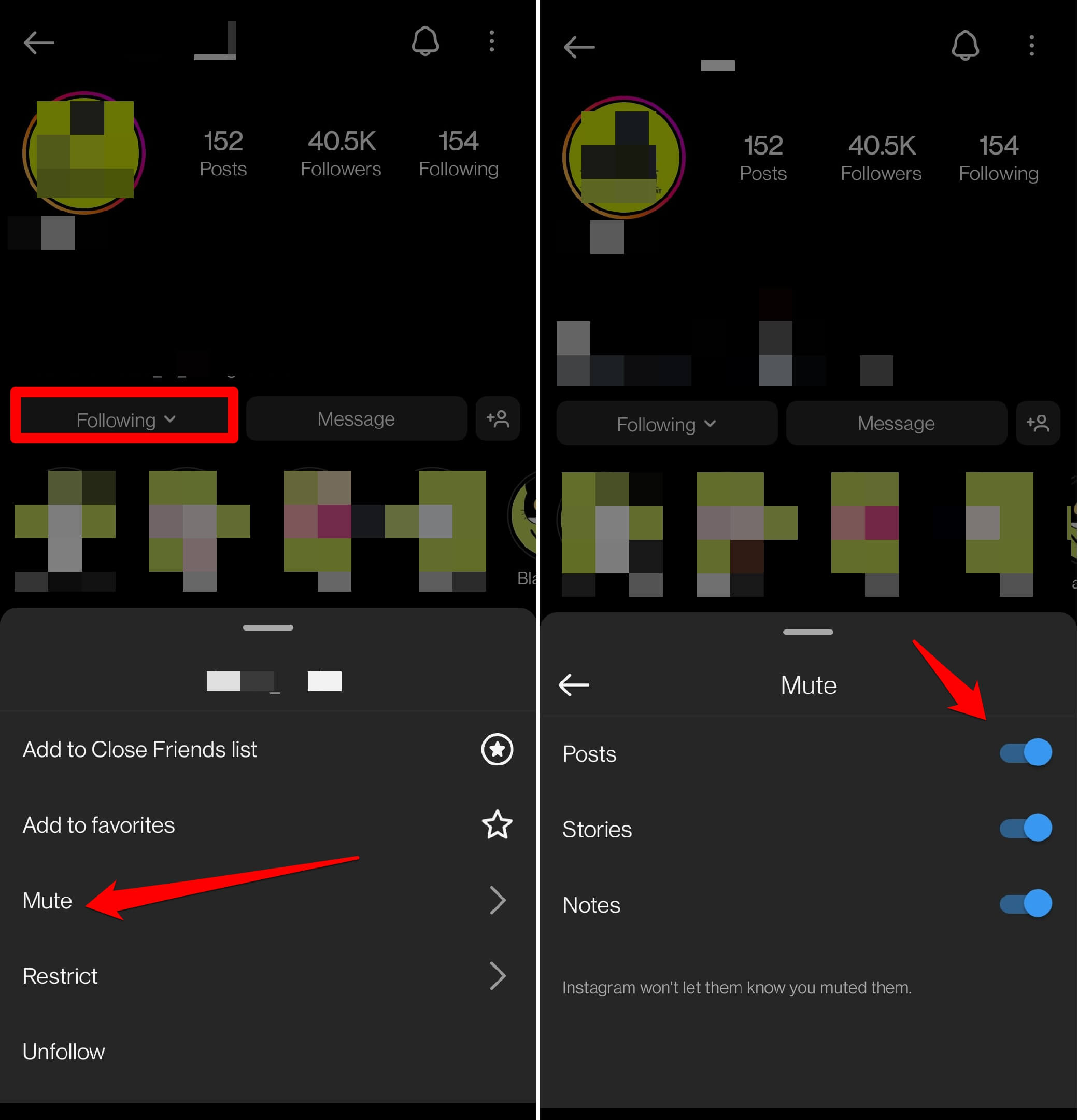 how to mute an account on Instagram