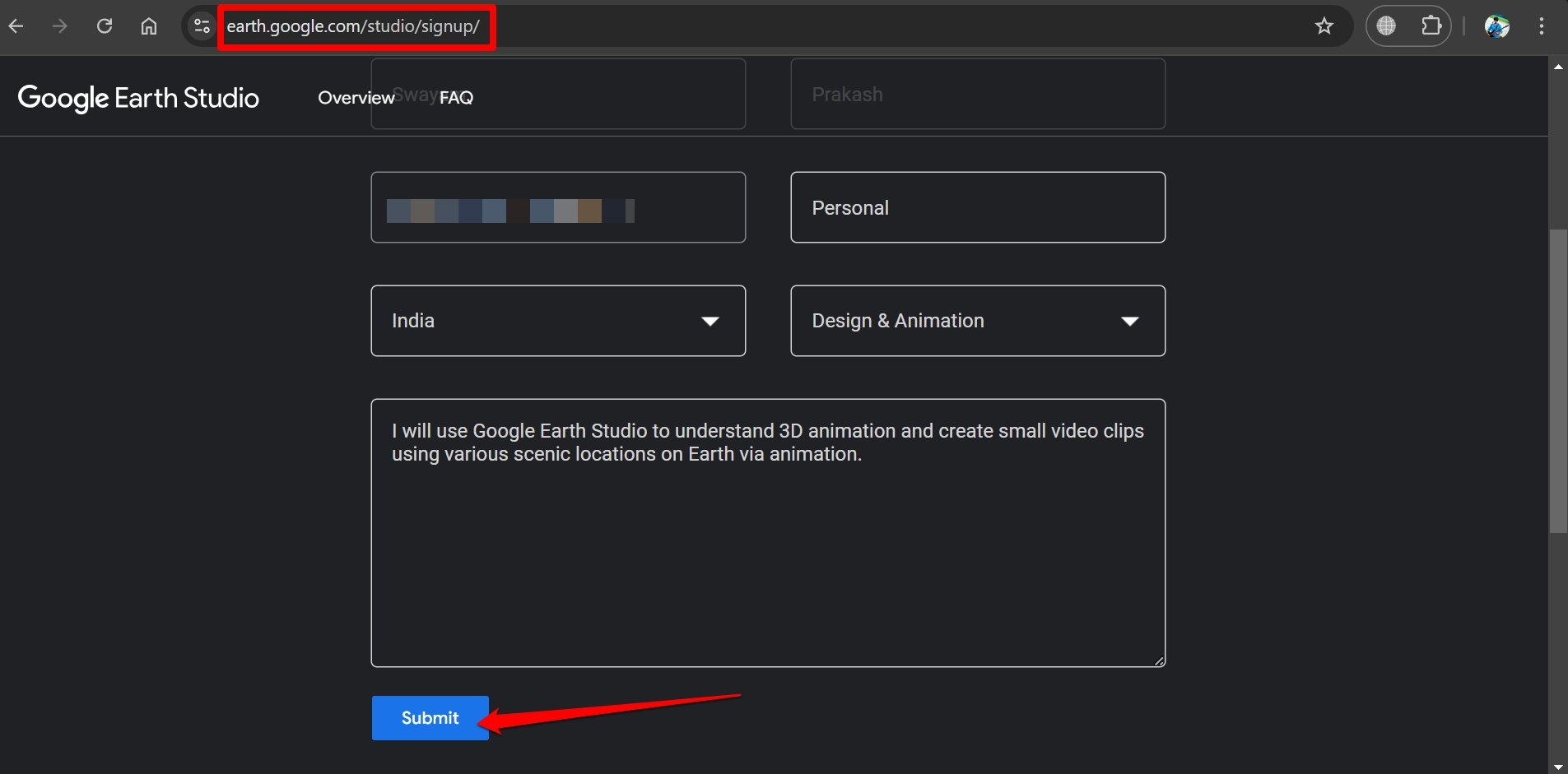 How to Create Fake Drone Shots Using Google Earth Studio? 4 how to sign up to Google Earth Studio