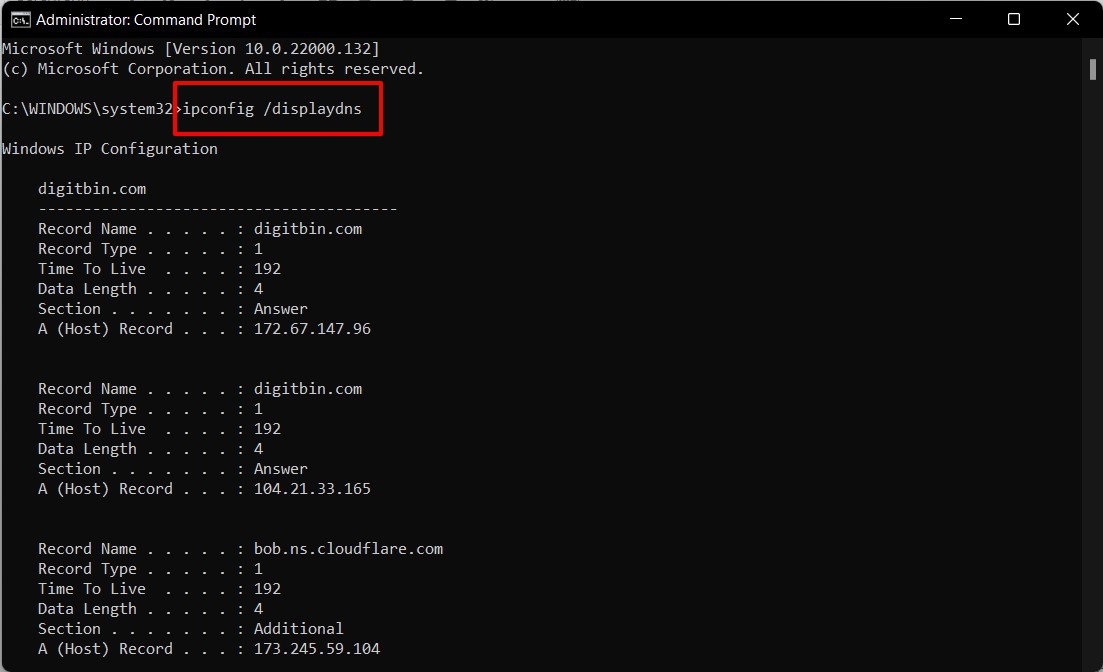 how to view dns cache in windows 11