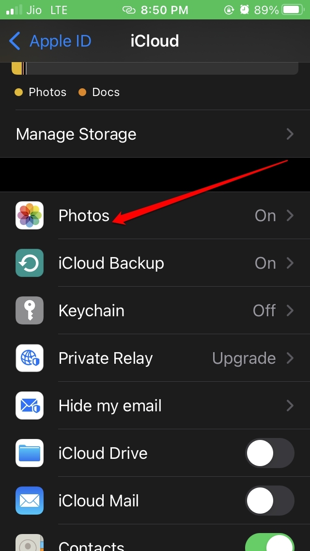 iCloud Photos settings