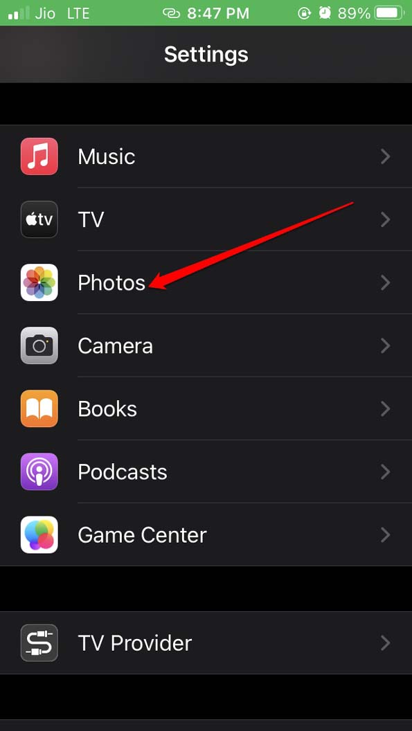 iOS Photos settings