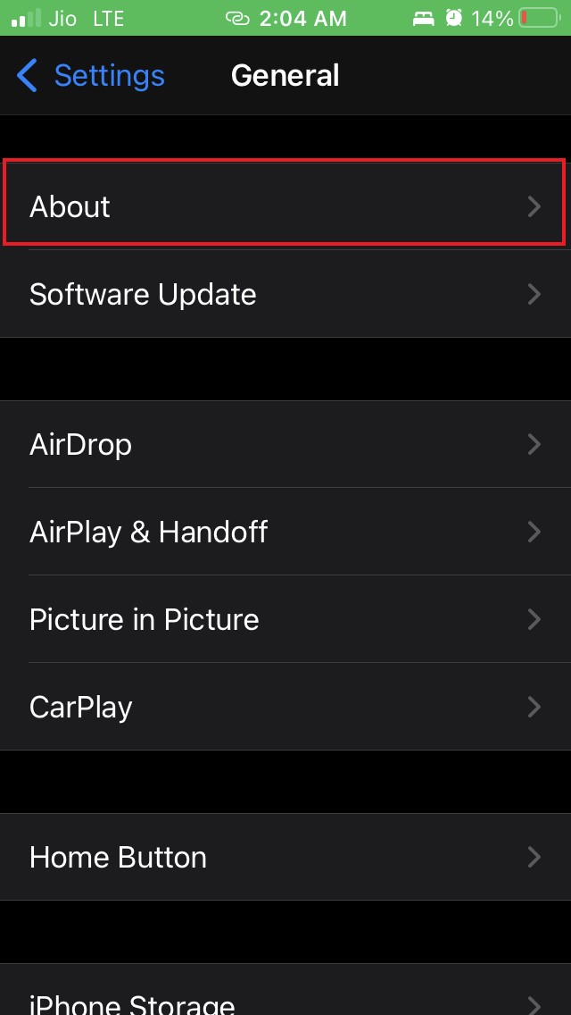 iOS about section