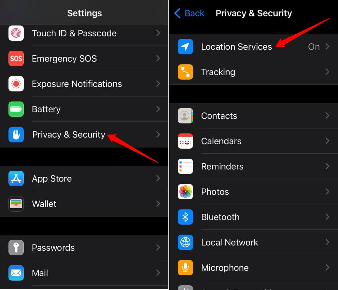 iOS location services