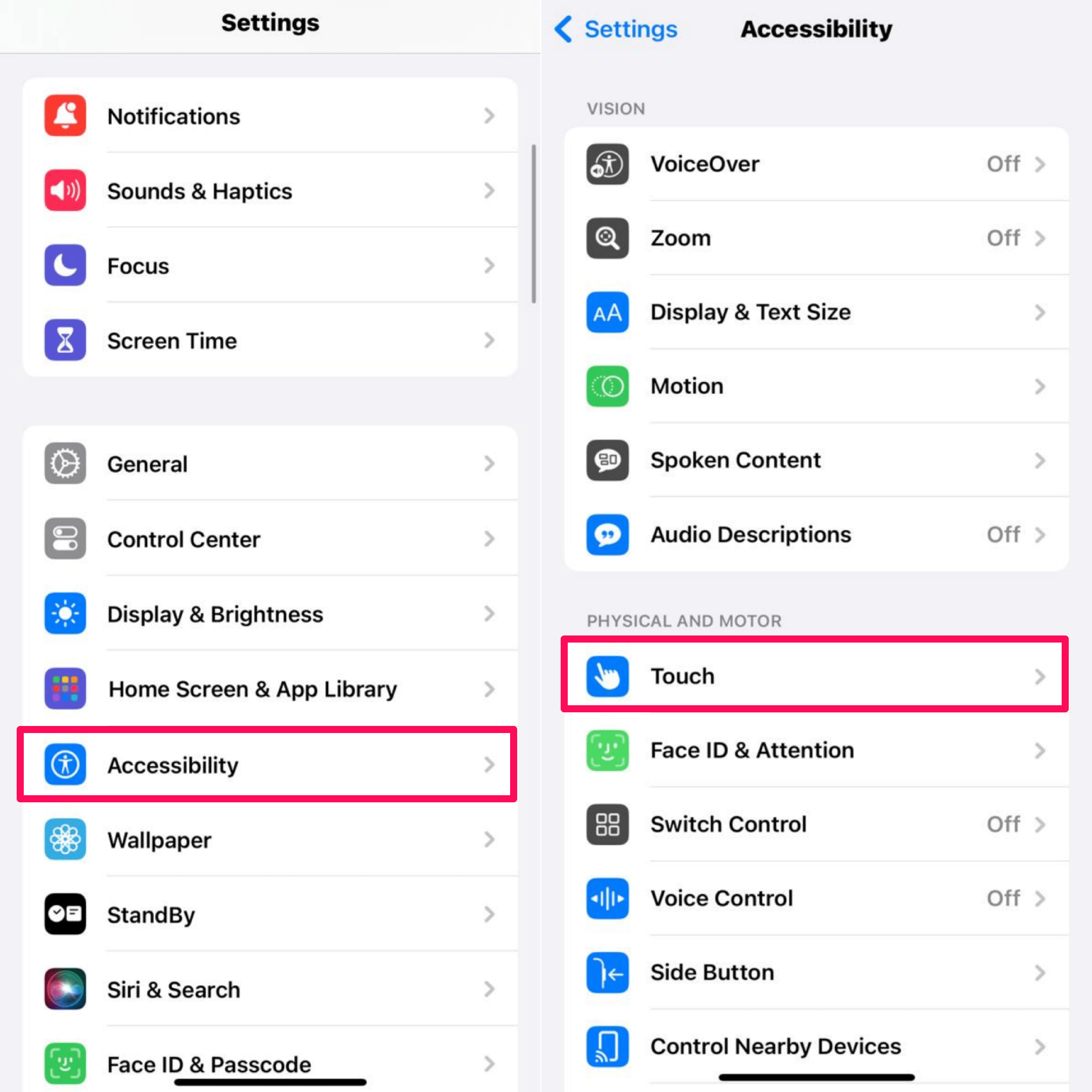 How to Adjust Touch Sensitivity on iPhone or iPad 4 Tap on Accessibility and choose Touch tab