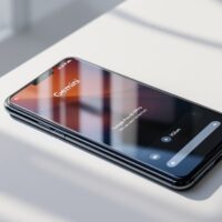 Google Pixel 9 Pro resting on a light grey matte surface at a 45-degree angle, screen displaying the Gemini AI assistant interface with a volume panel visible, shot with a 50mm lens, soft natural window light from the left casting long diffused shadows, realistic glass and metal reflections, no hands, no people, no text overlay, sharp focus, photorealistic, 16:9