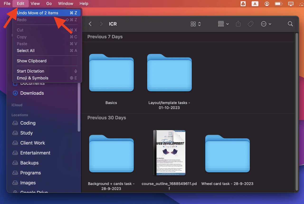 How to Recover Deleted Files on Mac? 5 Undo action