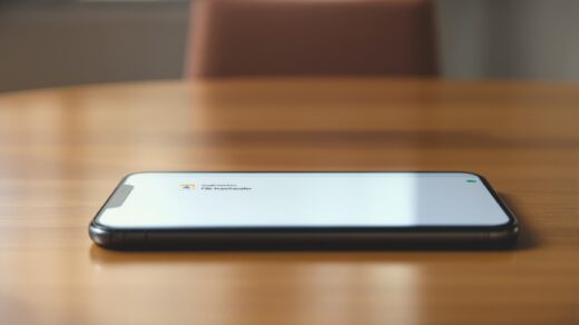 A Google Pixel 10 Pro and an iPhone 17 lying flat next to each other on a warm wooden table