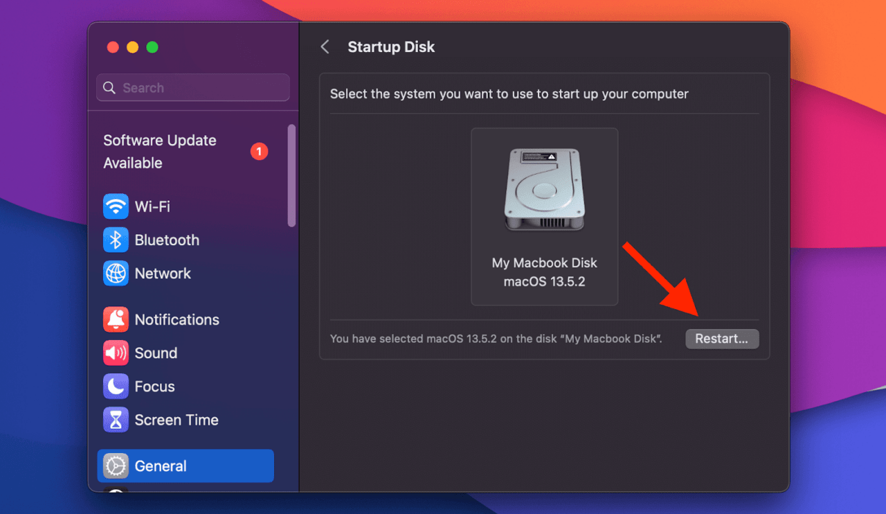 How to Recover Missing Files After Mac Update? 11 Restart startup disk