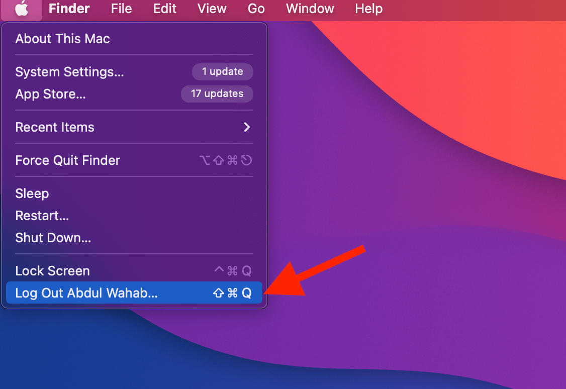 How to Recover Missing Files After Mac Update? 6 Log out Mac