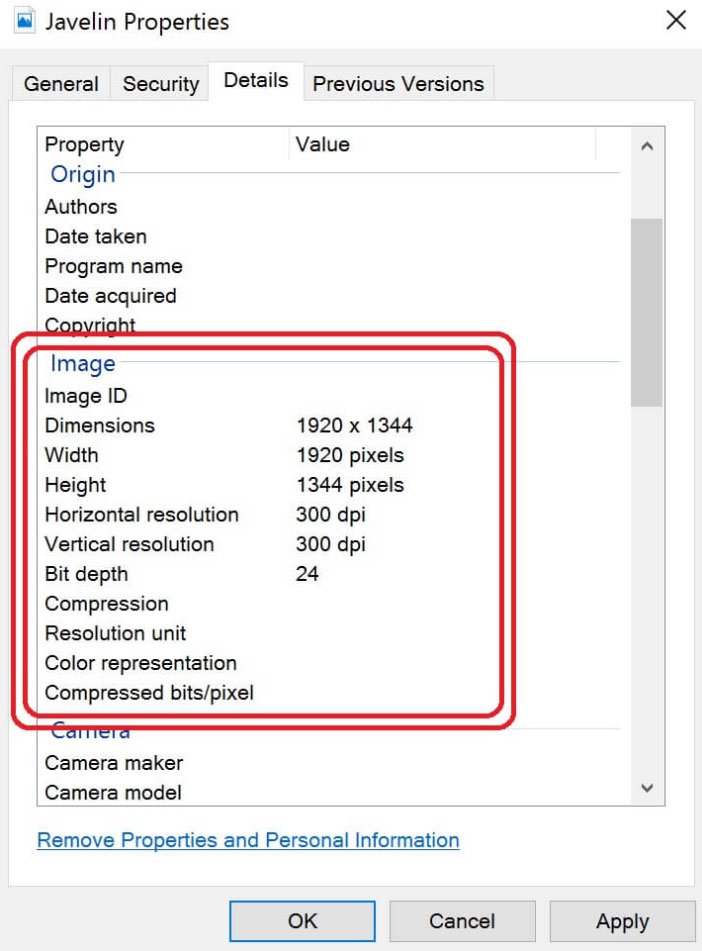 Check the Image Size