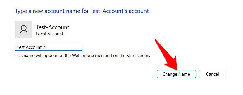 4 Methods to Change your Username in Windows 11 4 input new account name