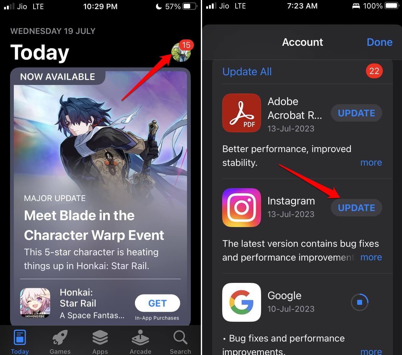 install Instagram update from App Store