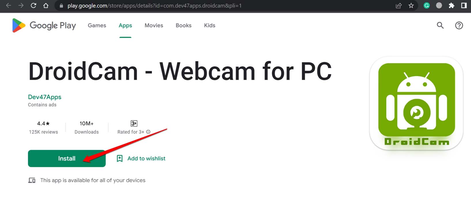 How to Use your Mobile as a Webcam on Windows 11? 2 install droidcam webcam on Android device