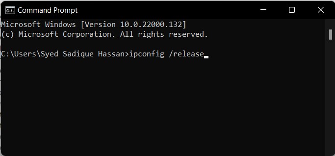 ipconfig release command windows 11