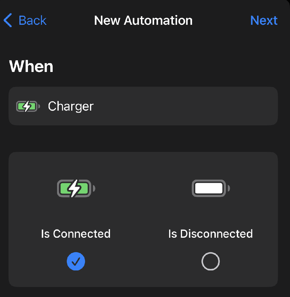 Under Trigger, select Is Connected