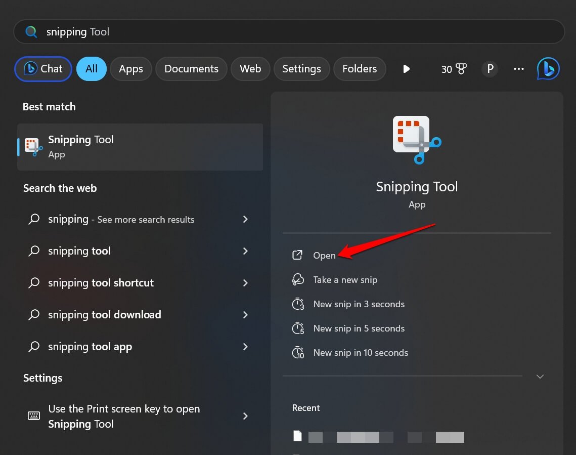 How to Fix Recording Stopped Error in Snipping Tool for Windows 11? 7 launch Snipping tool in Windows 11