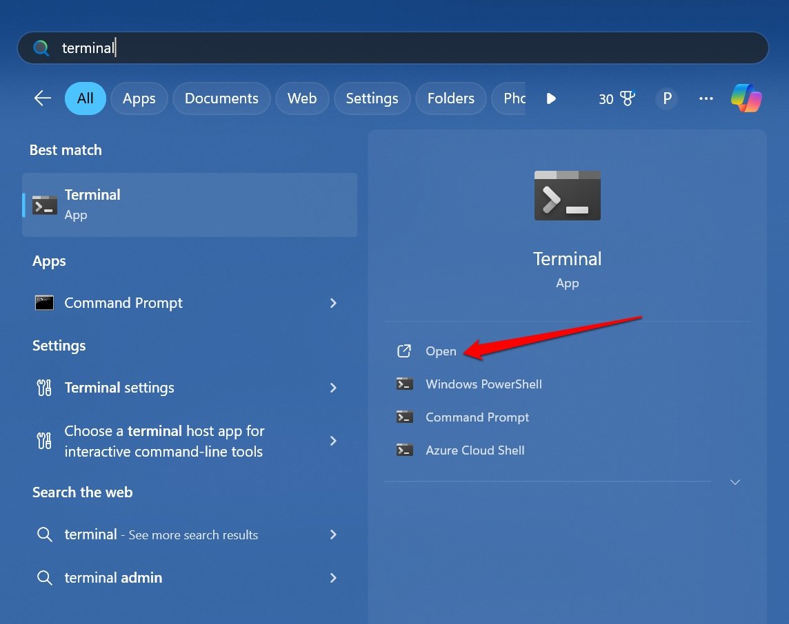How to Install and Run Deepseek R1 Locally on your PC? 4 launch Terminal on Windows 11
