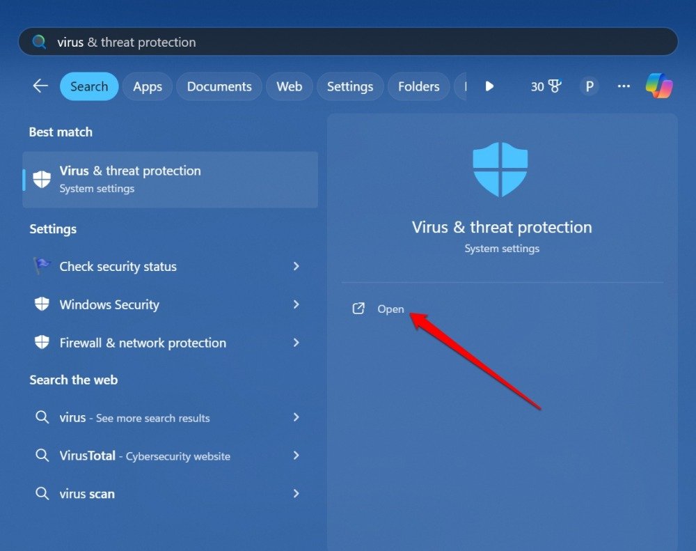 How to Fix Copy and Paste Not Working on Windows 11 15 launch virus and threat protection Windows 11