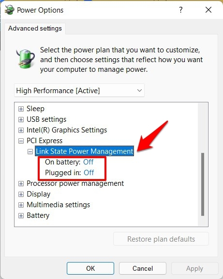 link state power management windows 11