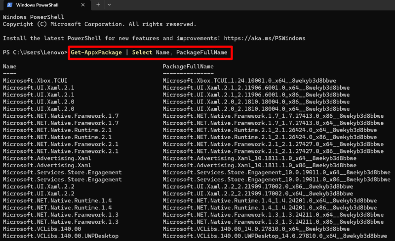 How to Uninstall and Reinstall System Apps on Windows? 3 list app packages installed on PC