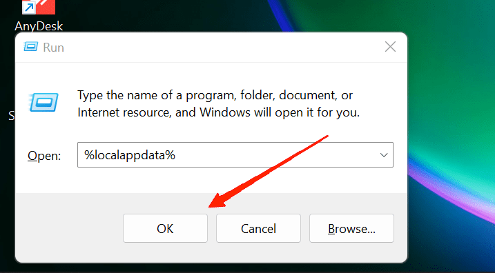 How to Fix Epic Games Launcher Not Opening on Windows 11? 3 type %localappdata% on the text field and click on the OK button