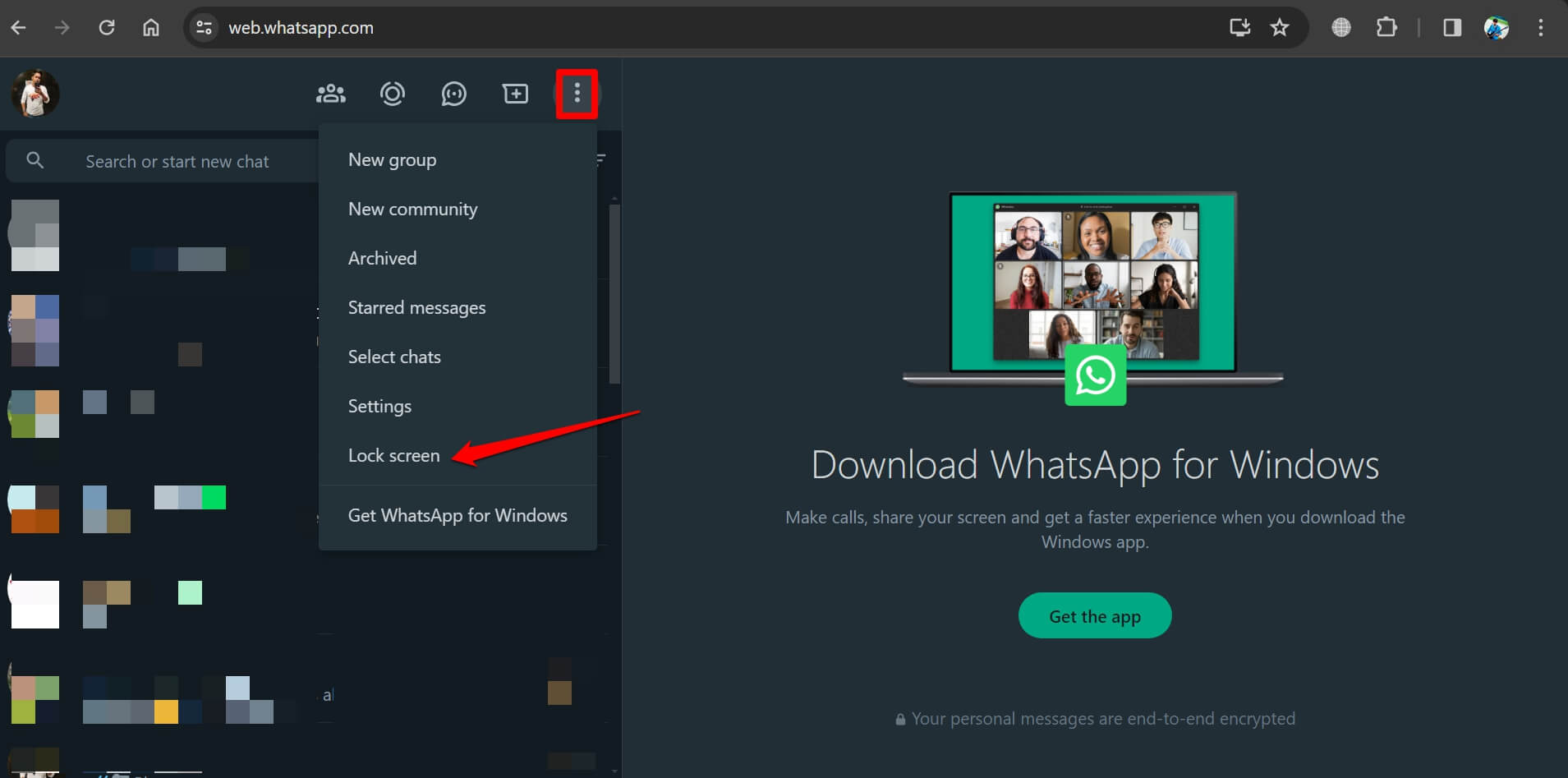 How to Secure WhatsApp Web With Password 8 lock the screen of WhatsApp web