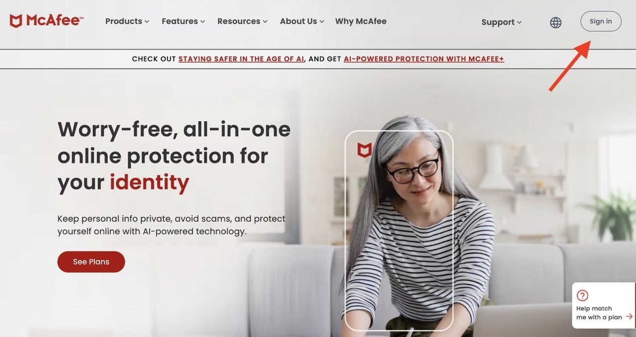 Log in McAfee