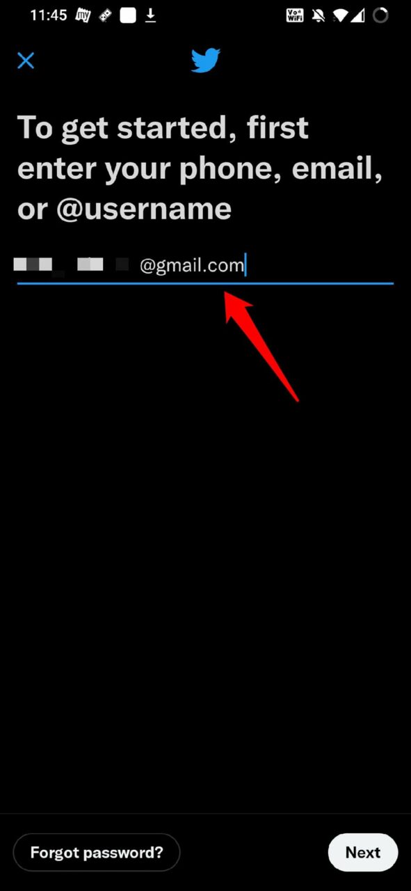 log in to Twitter account