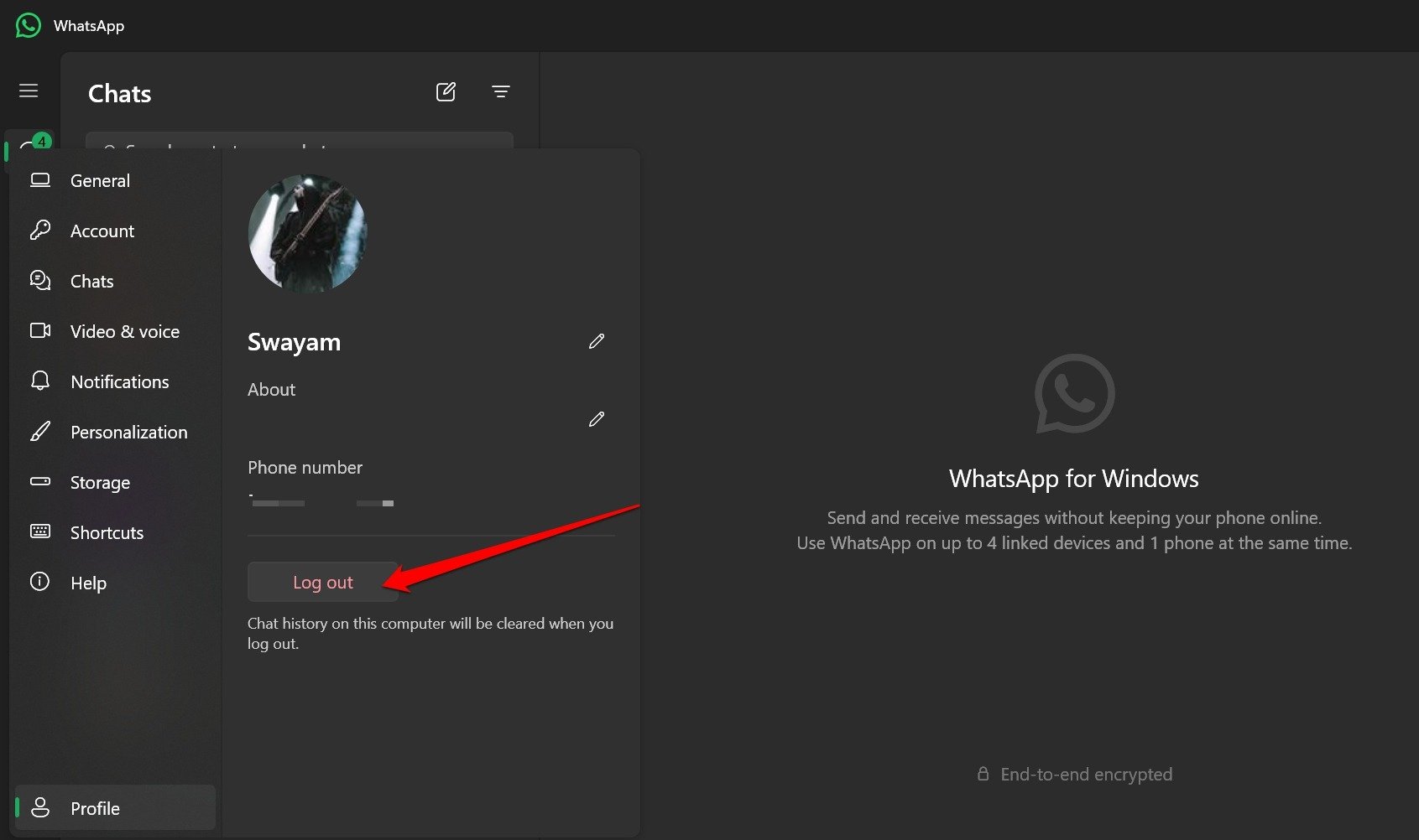 How to Fix WhatsApp Desktop is Not Downloading Images 7 log out of WhatsApp desktop