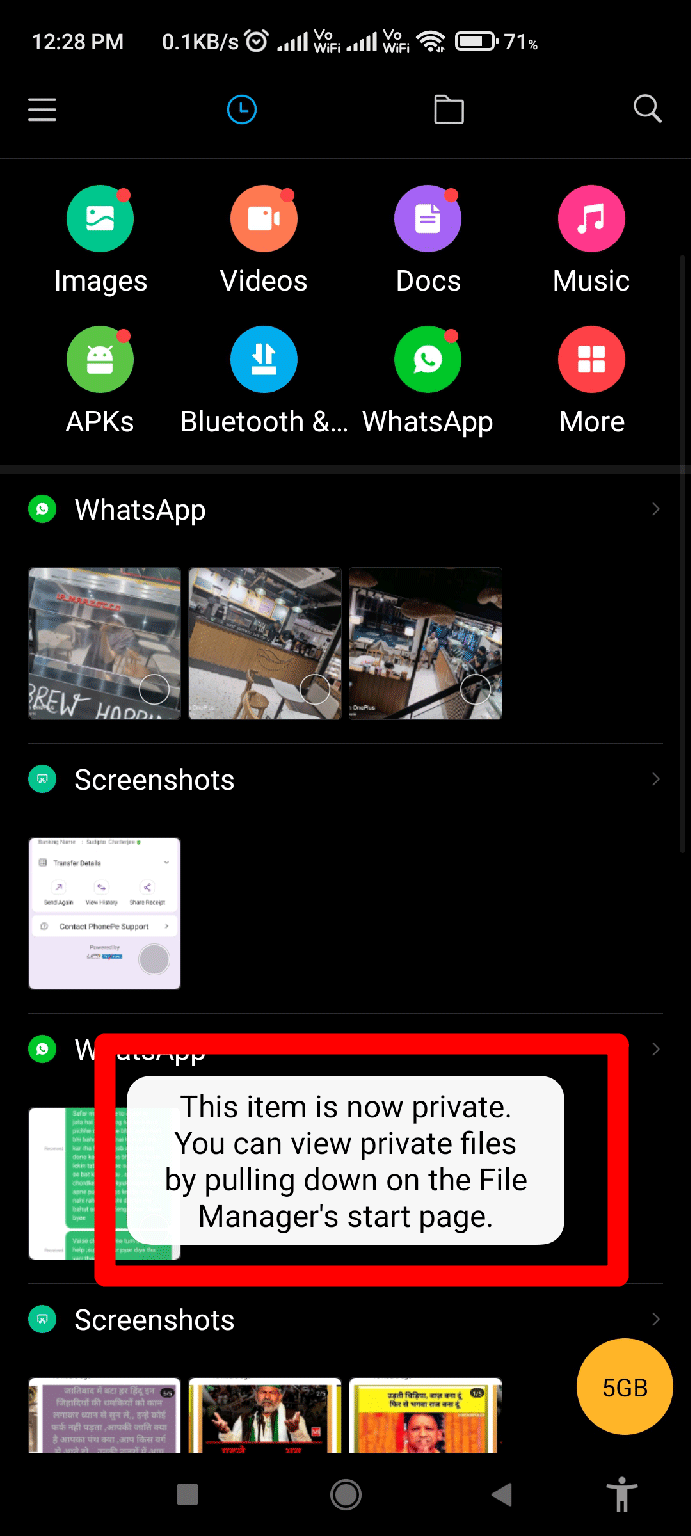 Confirmation Message of Make Private Settings